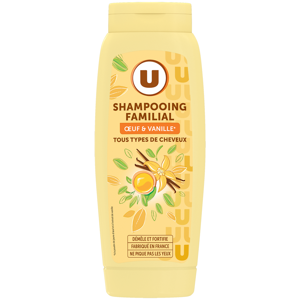 U Shampooing Tous types cheveux, oeuf & vanille  - 500ml