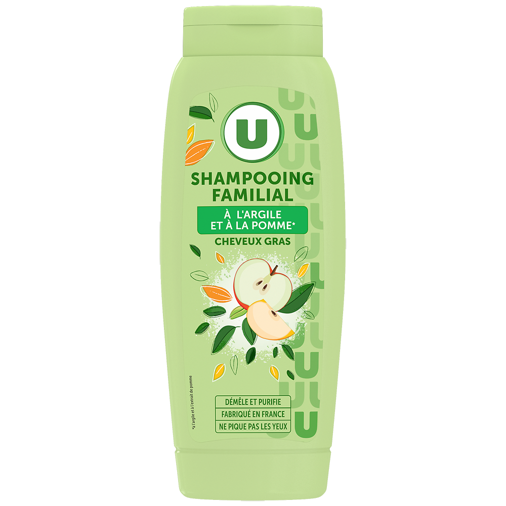 U Shampooing Cheveux gras, pomme & argile  - 500ml