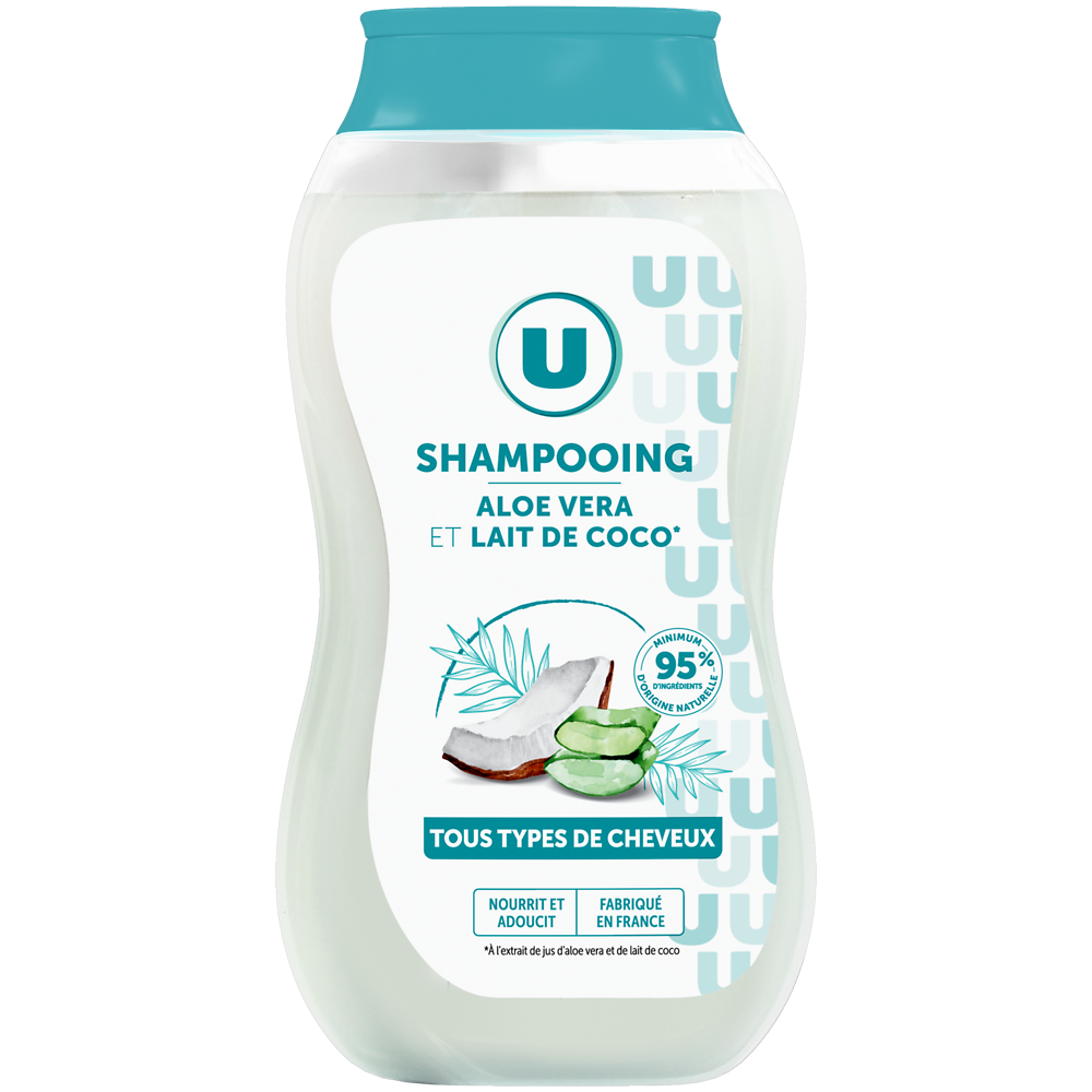 U Shampooing Tous types de cheveux, lait de coco & aloe vera - 250ml