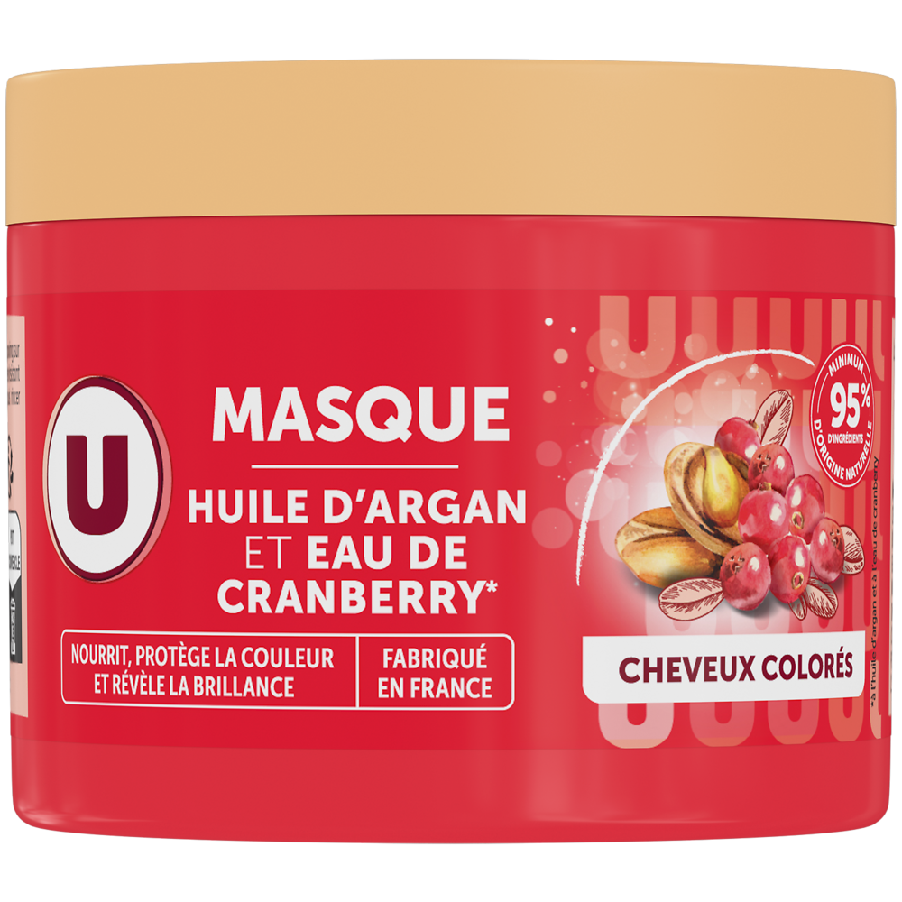 U Masque capillaire Cheveux colorés huile argan & cranberry - 300ml