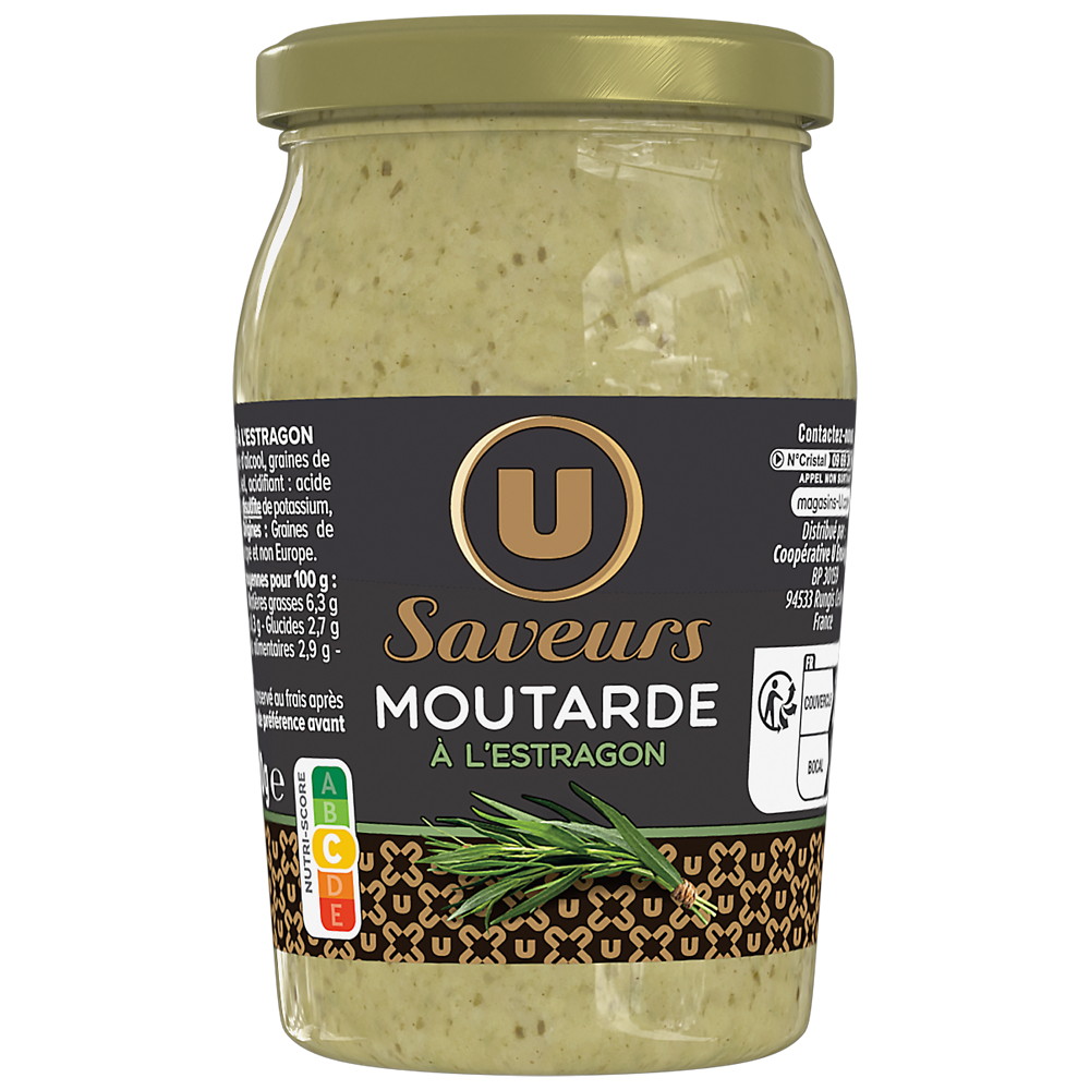 U SAVEURS Moutarde à l'estragon 210g