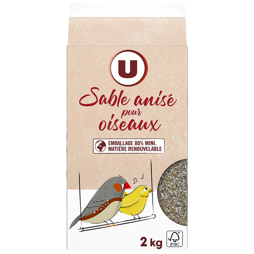 U Gravier anisé tetrapack pour fond de cage oiseaux - 2kg