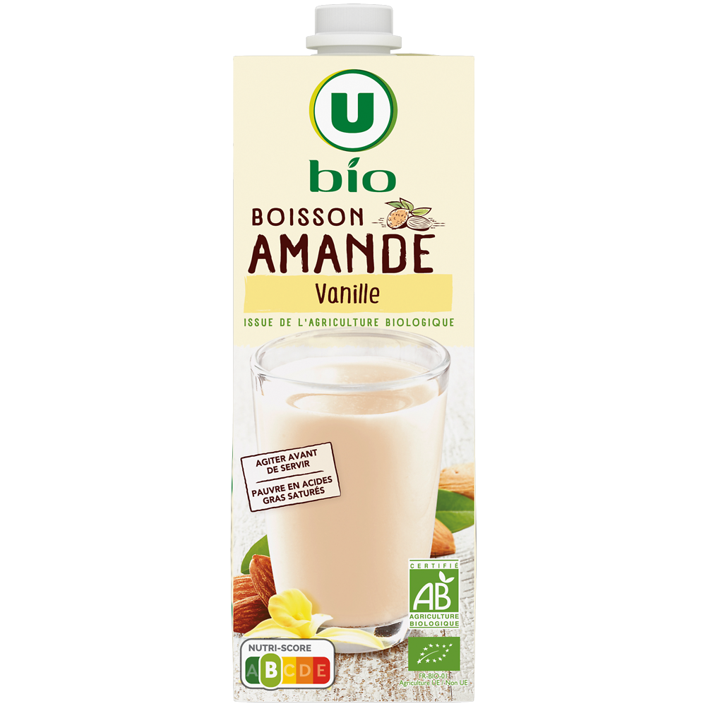 U BIO Boisson végétale amande saveur vanille brique 1 litre