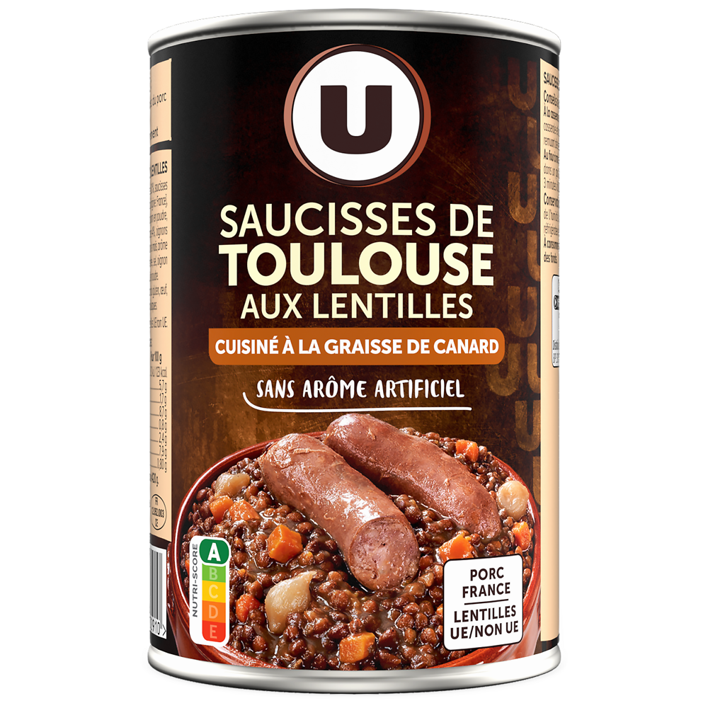 U Saucisses de Toulouse aux lentilles Boîte de 420g