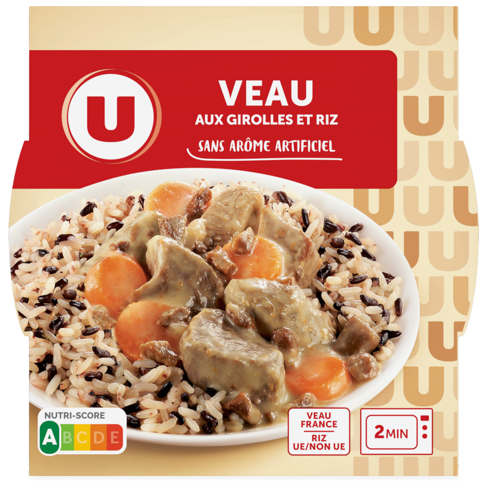 U Veau aux girolles et son riz barquette micro-ondable 300g