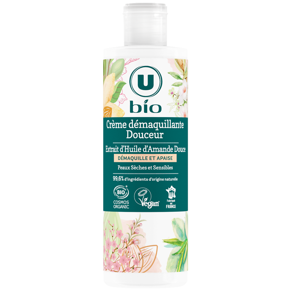 U BIO Crème démaquillante douceur amande douce, flacon 200ml