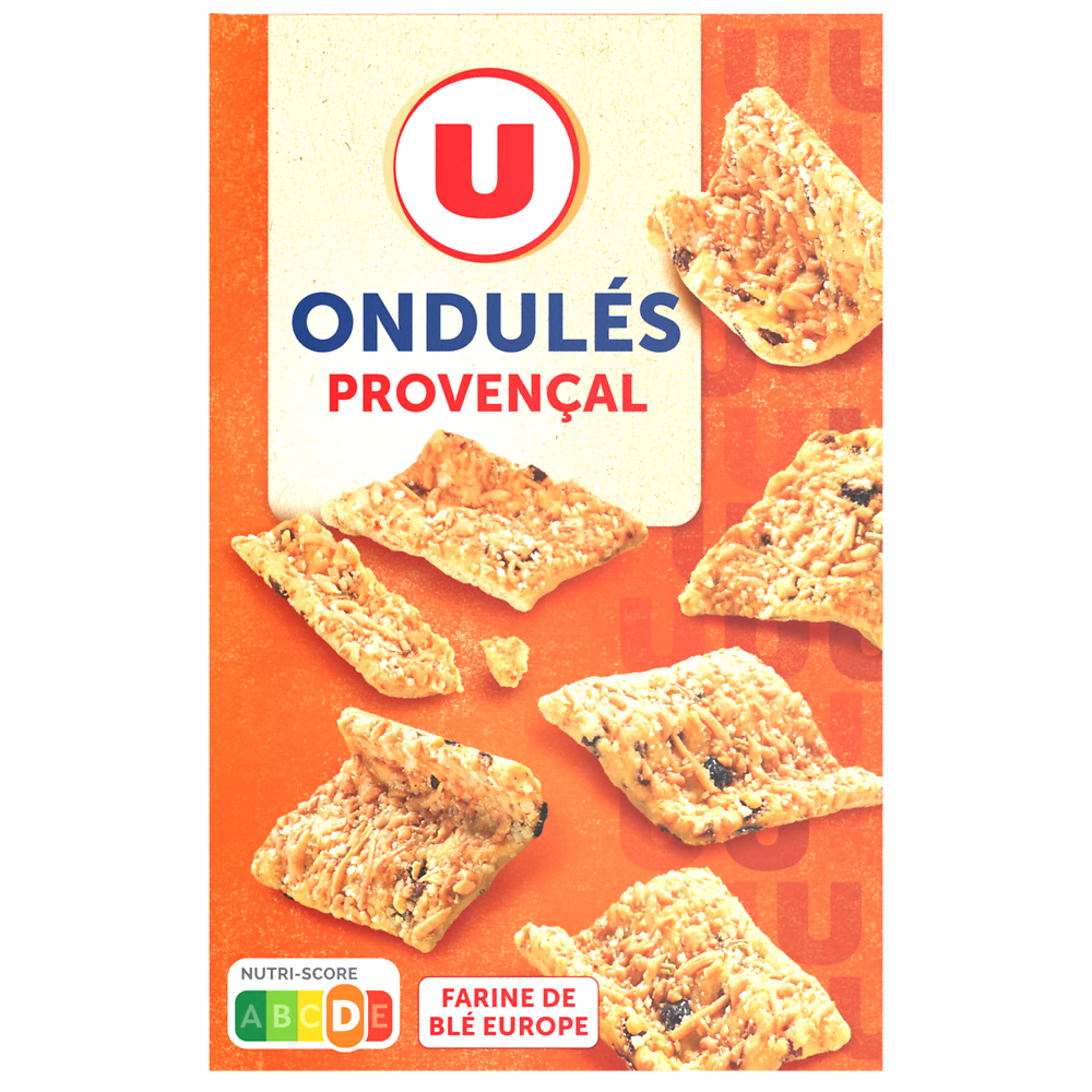 U Crackers ondulés aux fromages & aux herbes provençales, 65g