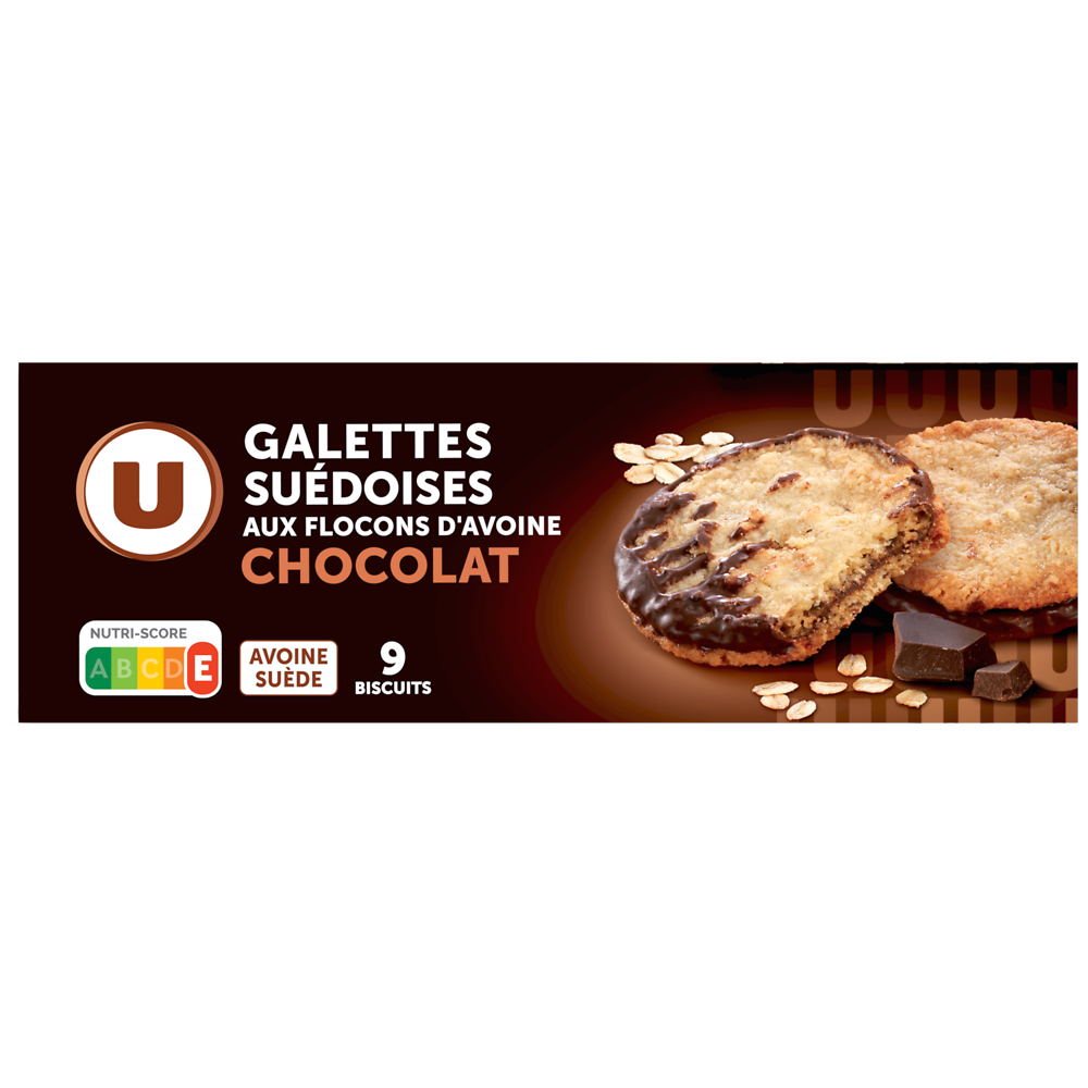 U Biscuits Galettes Suedoise flocons avoine et chocolat 170g