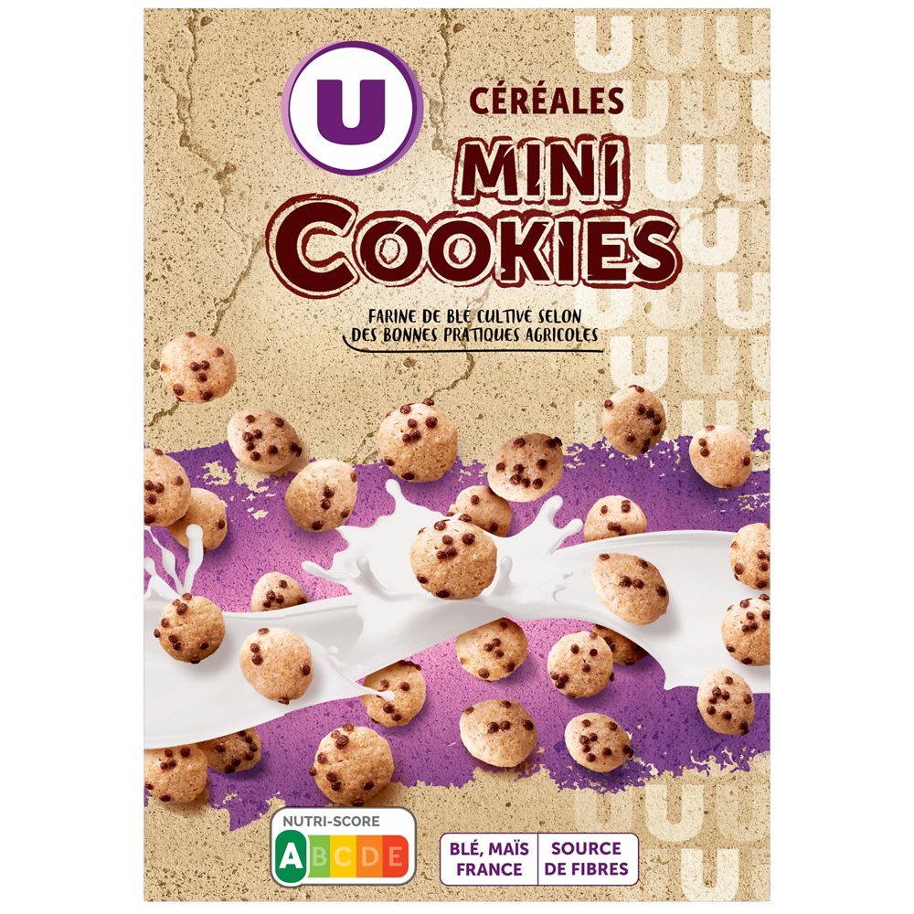 U Céréales mini cookies, paquet 375g