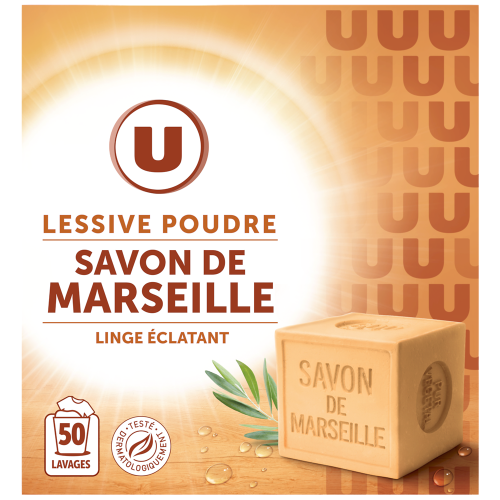 U Lessive poudre au savon de Marseille 50 lavages 2,500kg