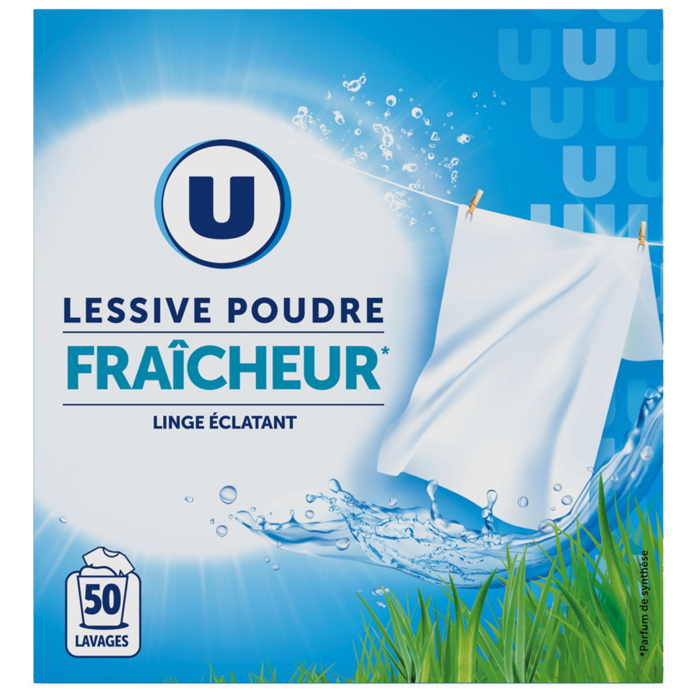 U Lessive poudre fraicheur 50 lavages 2,5kg