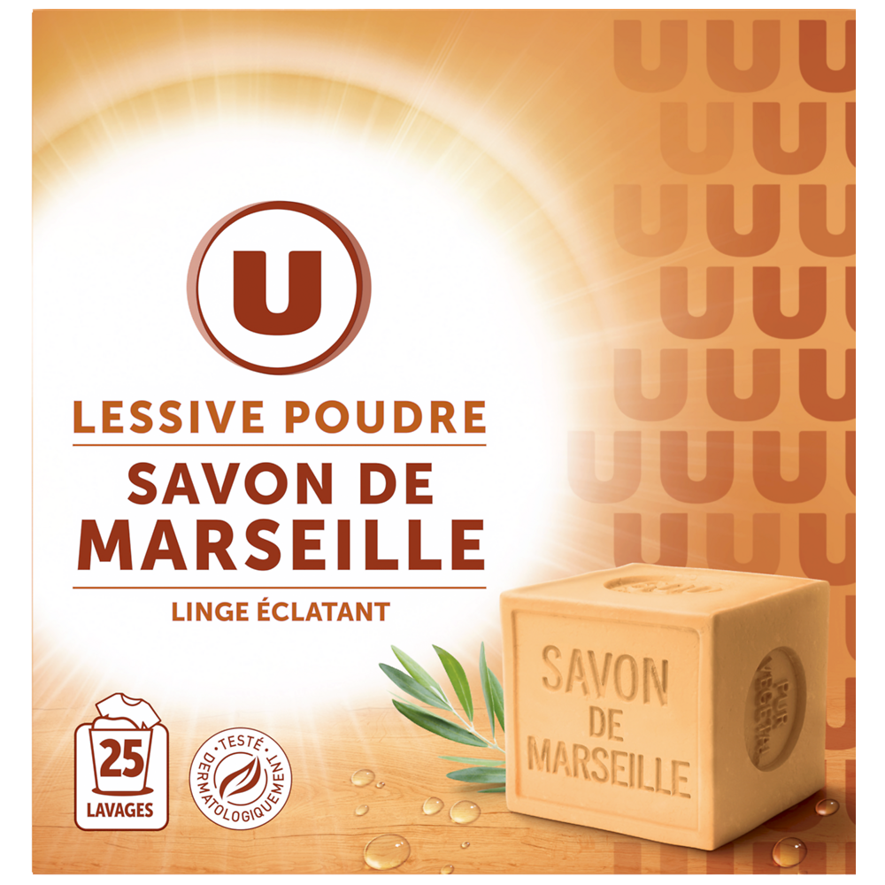 U Lessive poudre savon de Marseille 25 lavages (1,250kg)