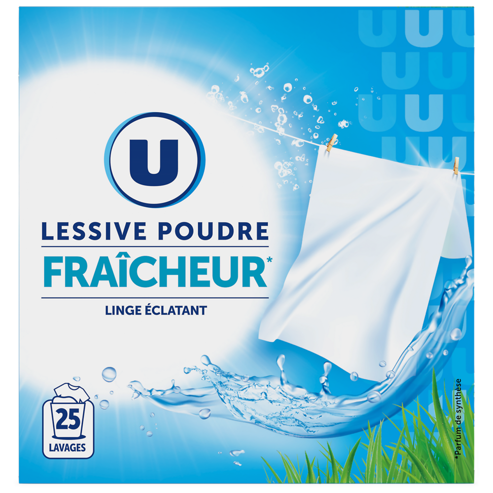 U Lessive poudre parfum fraîcheur 25 lavages (1,250kg)