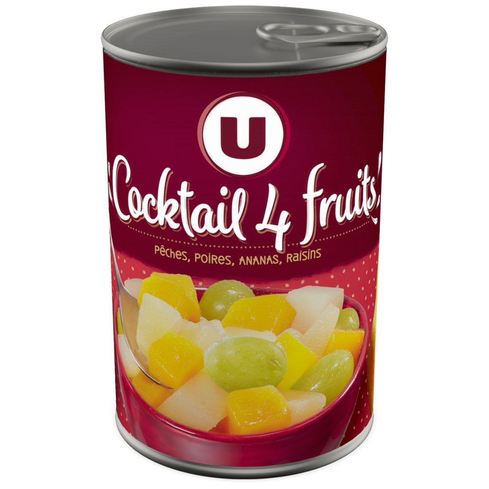 U Cocktail 4 fruits au sirop léger boîte 1/2 250g