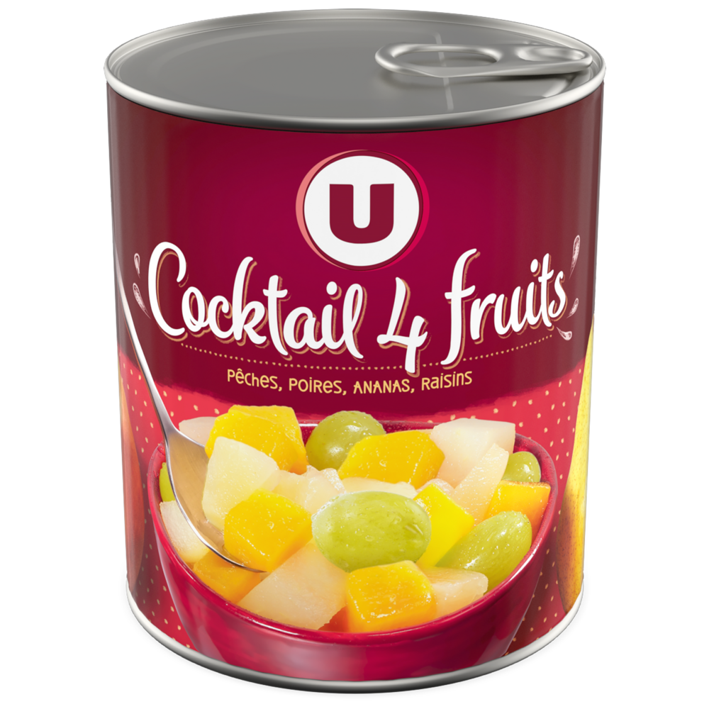 U Cocktail 4 fruits au sirop léger boîte 4/4 500g