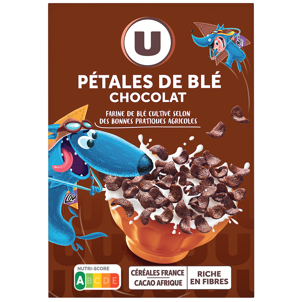 U Céréales pétales blé goût chocolat - paquet de 375g