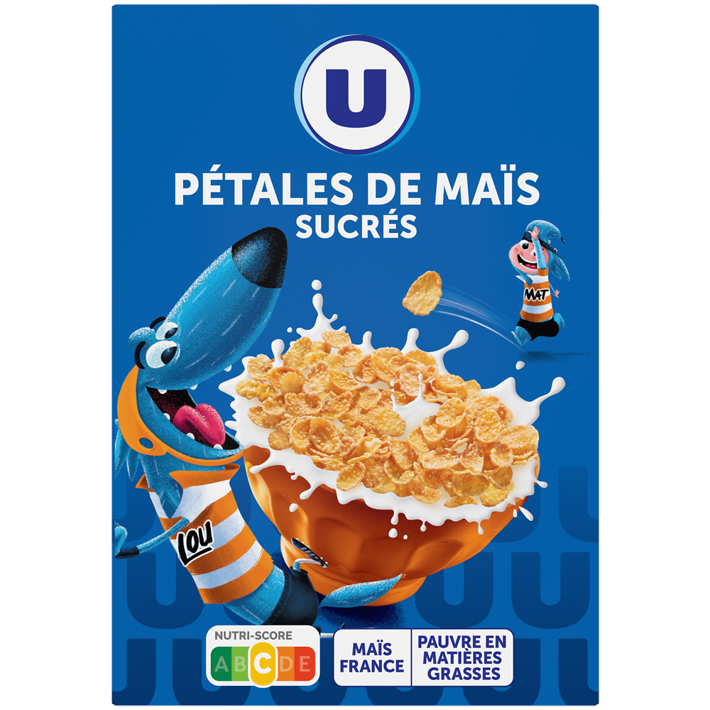 U Céréales Pétales de maïs sucré, paquet 375g