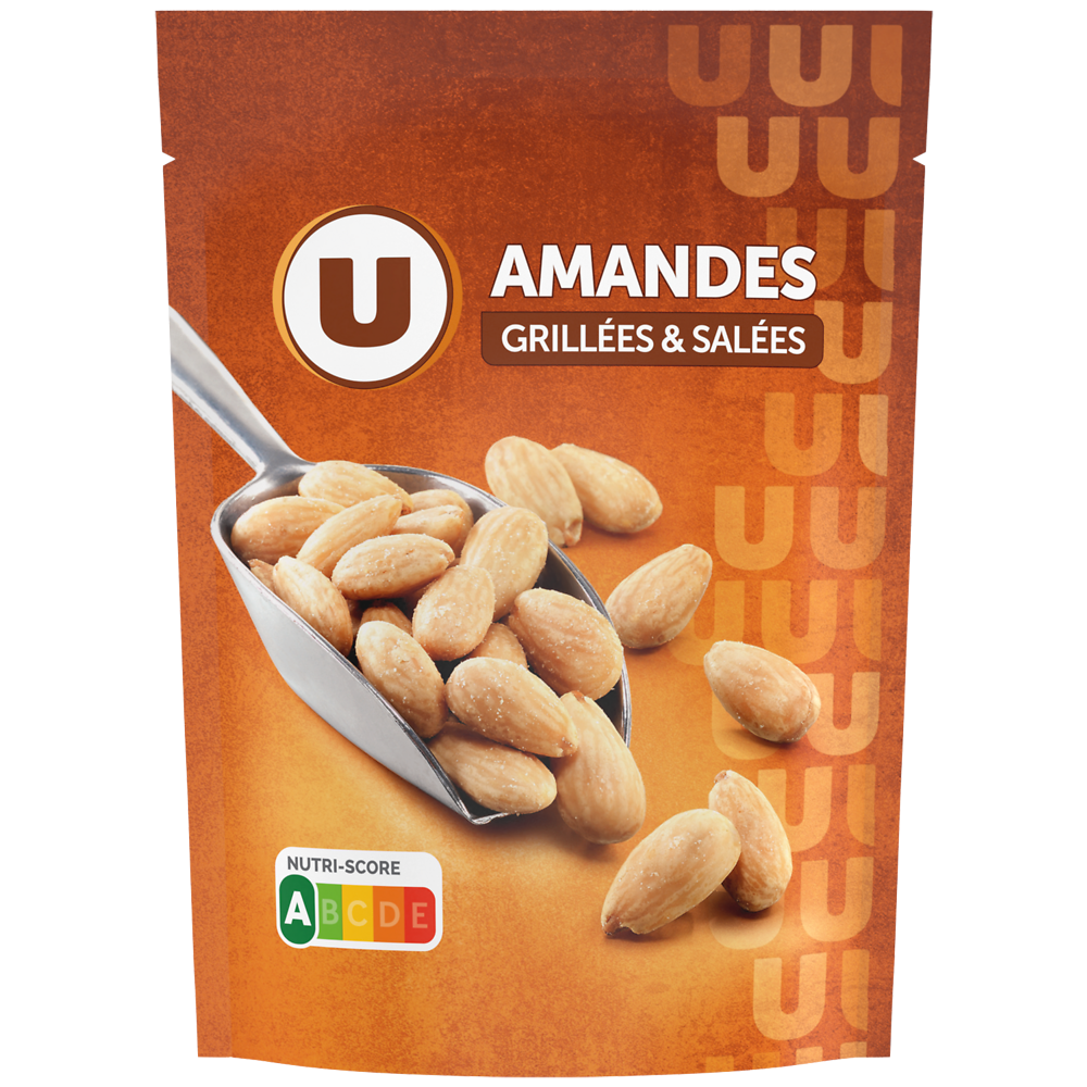 U Amandes blanchies grillées et salées, paquet 100g