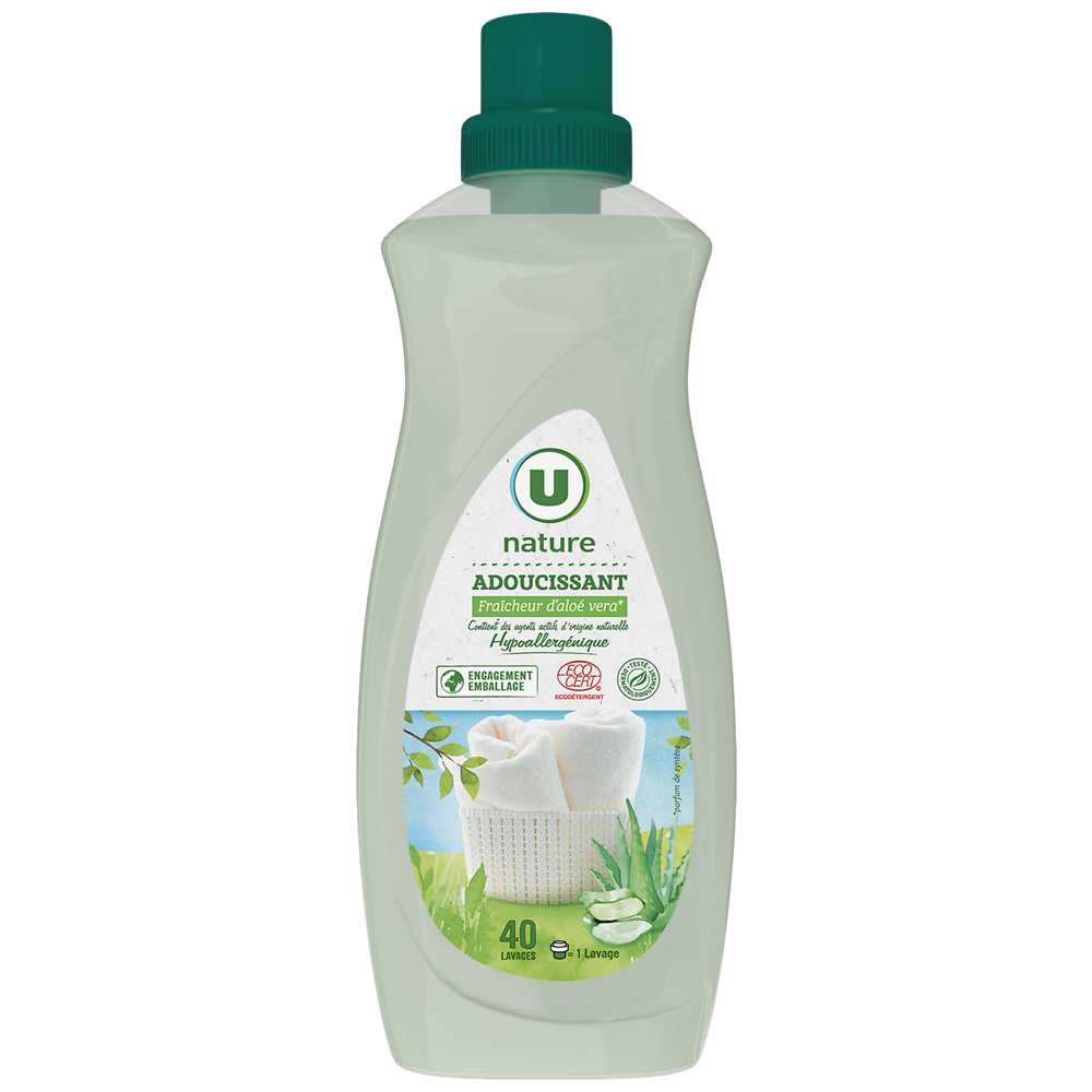 U NATURE Adoucissant concentré fraîcheur d'aloe vera, 750ml