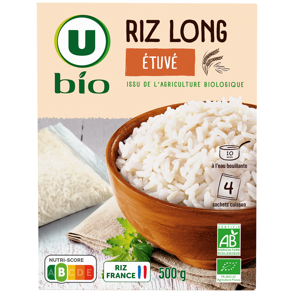 U BIO Riz étuvé 10 minutes, sachets 4x125g