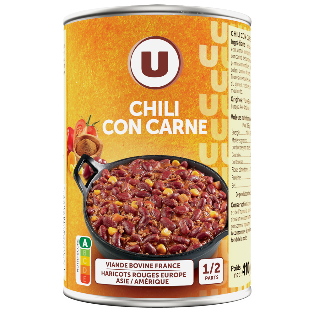 U Chili con carne boîte 1/2 410g