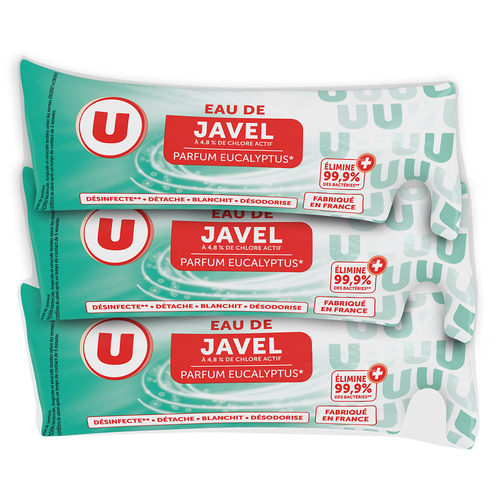 U Eau de javel parfum eucalyptus  3x250ml