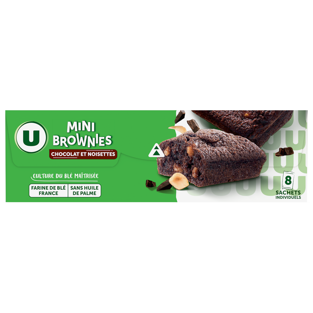 U Mini brownie noisette et pépites de chocolat 240g