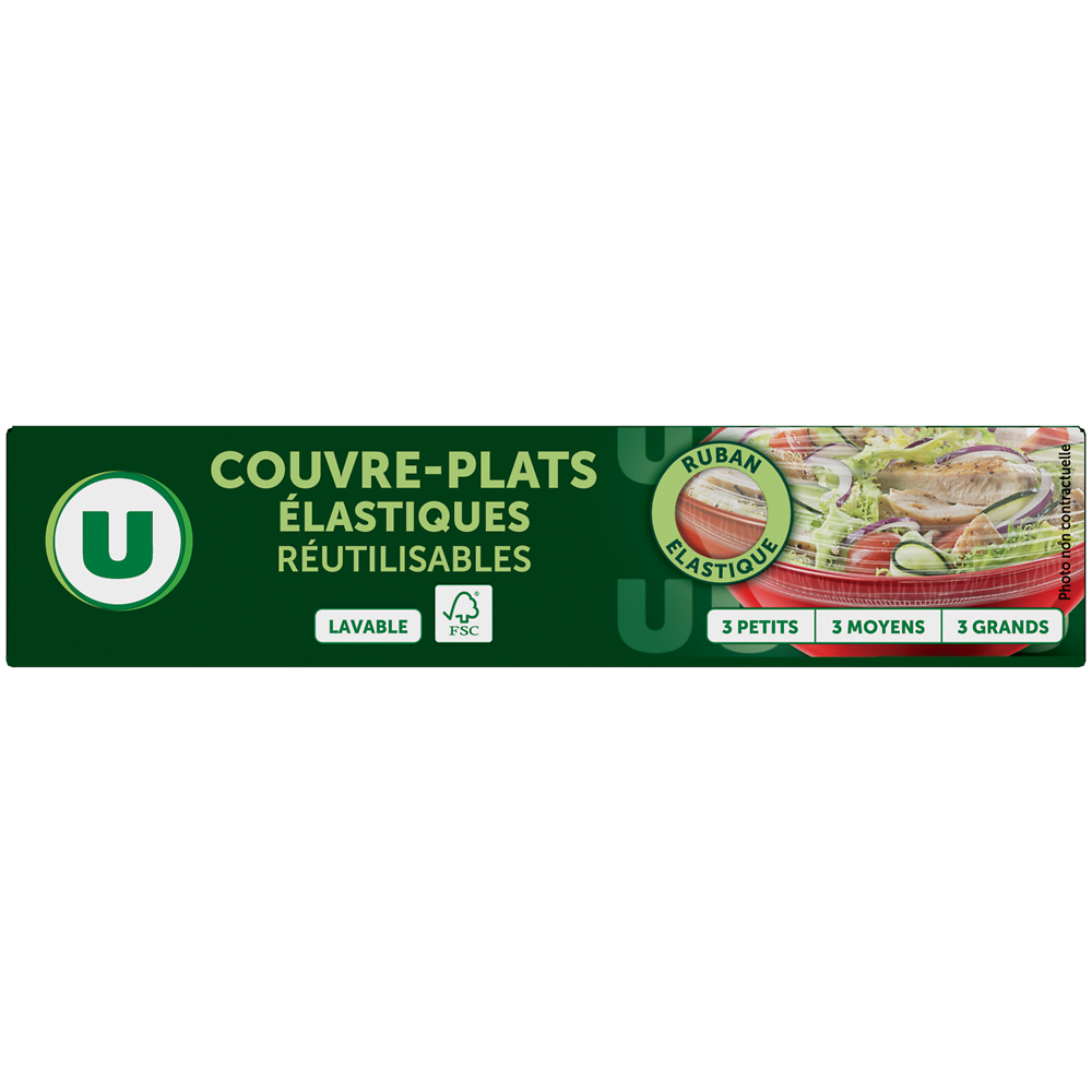 U Couvre-plats élastiques réutilisables, x9 56g