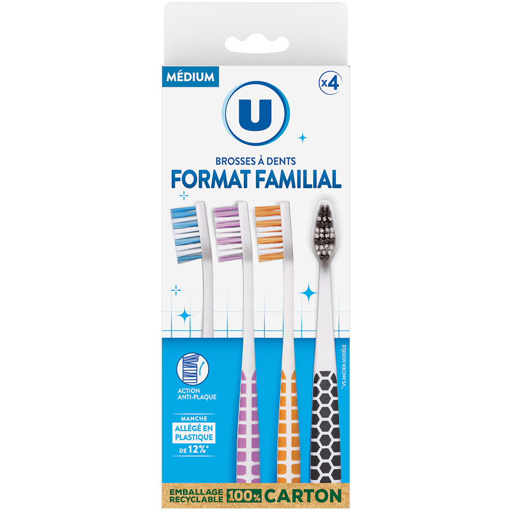 U Brosse à Dent pack family Medium x4