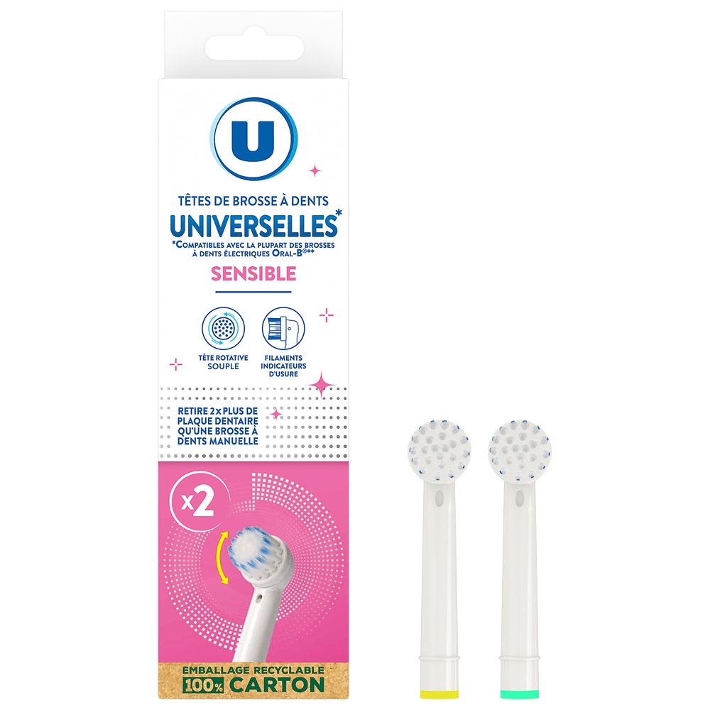 U Tête brosse à dent universelle dents sensibles - x2