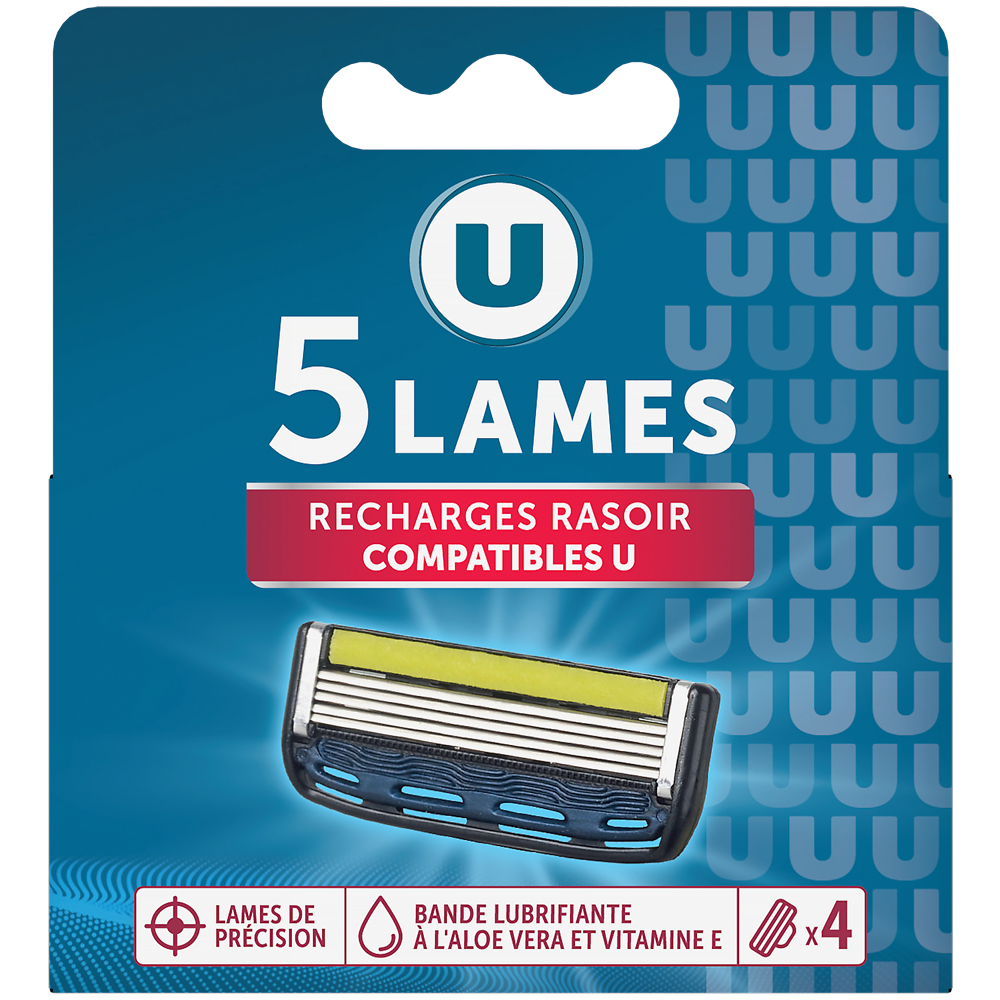 U Recharge rasoir homme 5 lames x4