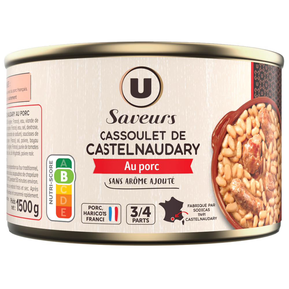 U SAVEURS Cassoulet de Castelnaudary au porc  boîte 2/1 1,5kg