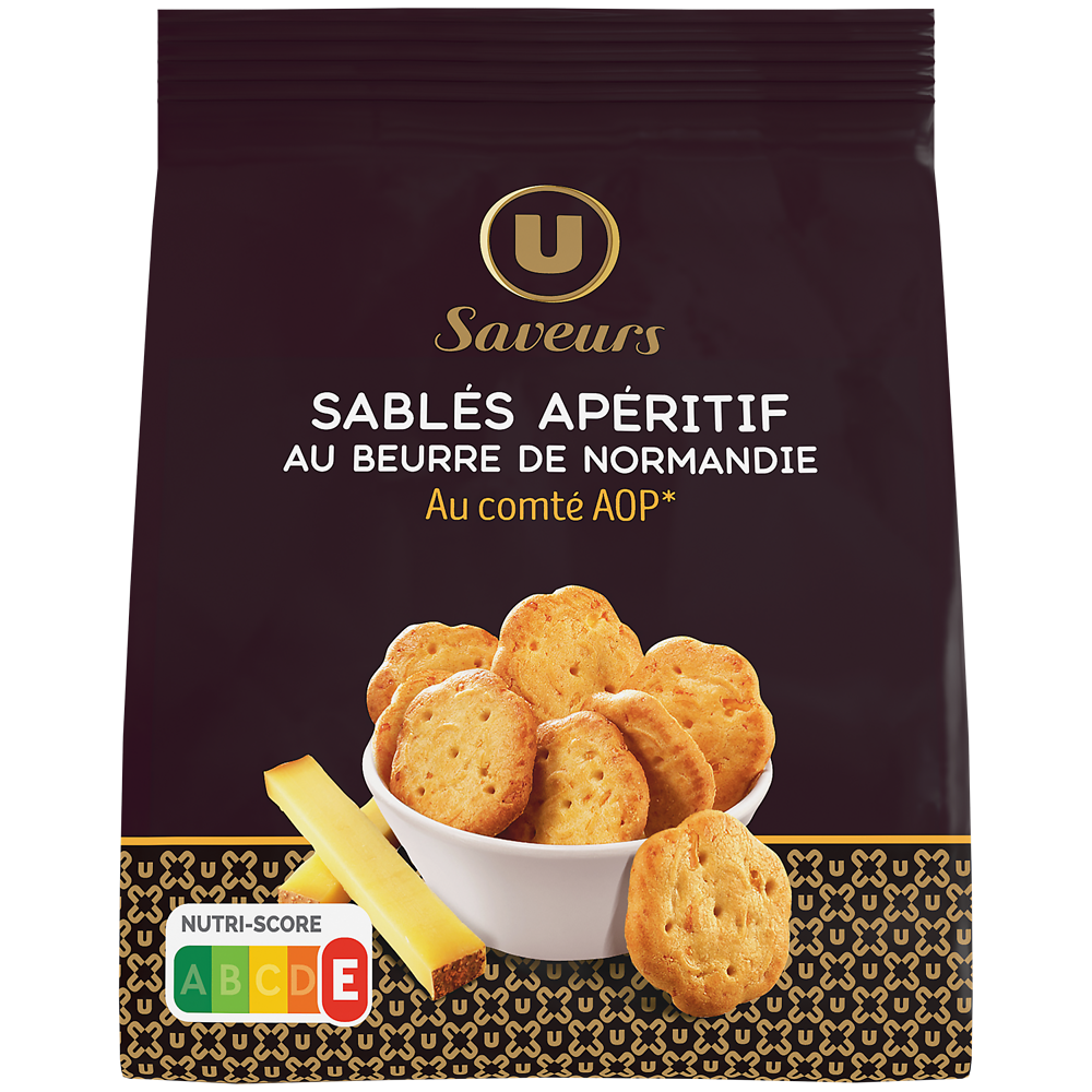 U SAVEURS Biscuits sablés apértifs pur beurre au comté AOP 100g