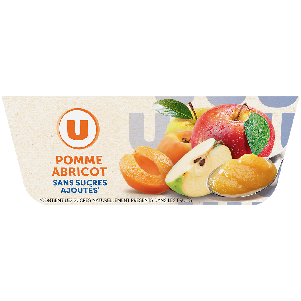 U Dessert fruitier Coupelles sans sucres ajoutés pomme abricot - 4x100g