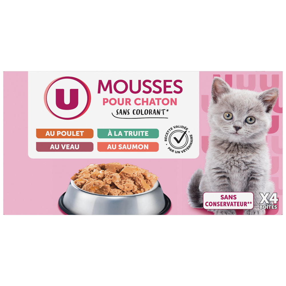 U Sachet fraicheur pour chaton Mousse tendre, 4x85g