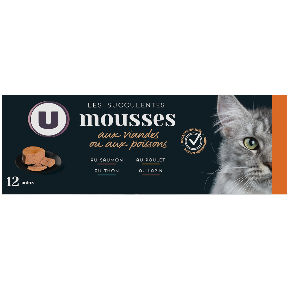 U Sachet fraicheur pour chat Mousse poisson, 12x85g