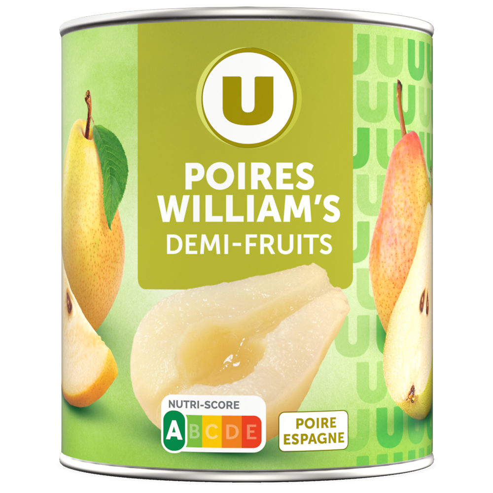 U Poires au sirop léger, boîte 4/4 460g