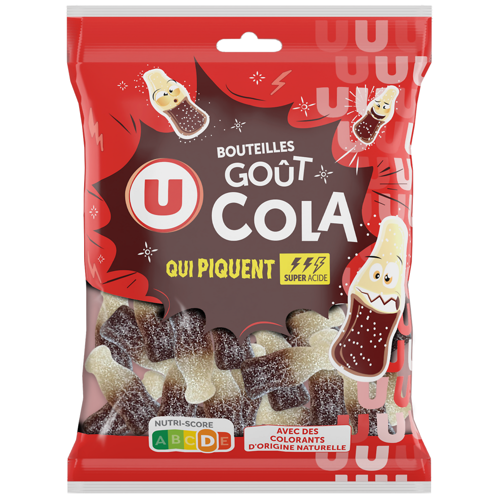 U Bonbons Gélifiés bouteilles cola - sachet 250g