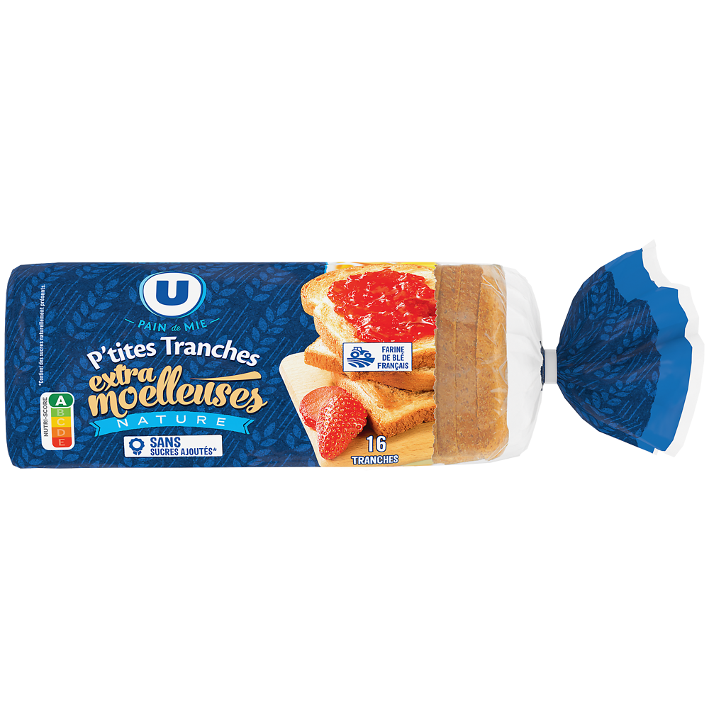 U Pain de mie petite tranche nature sans sucre ajoutés, 280g