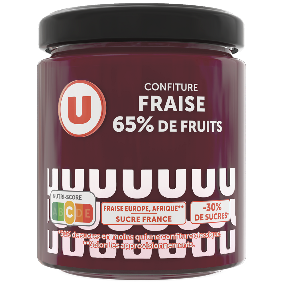 U Confiture fraise 65% de fruits, 320g