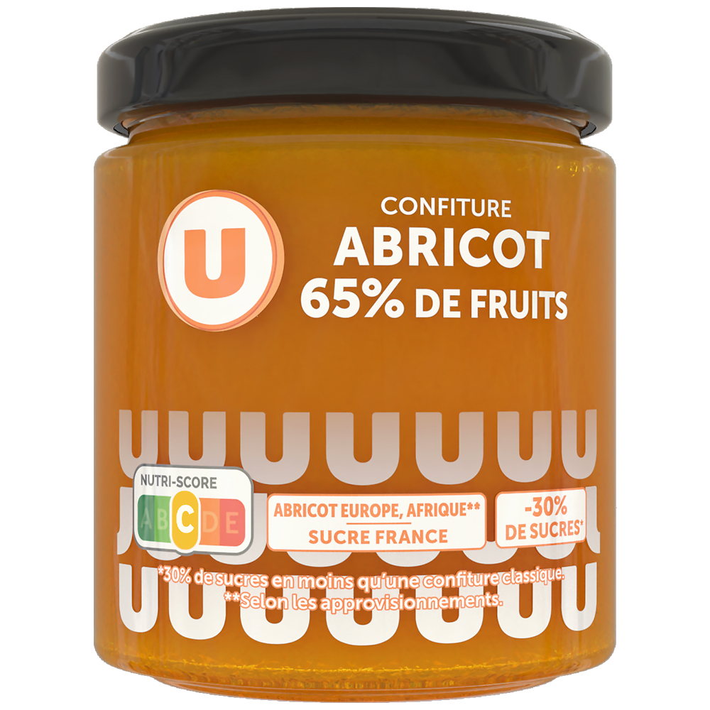 U Confiture abricot 65% de fruits, 320g