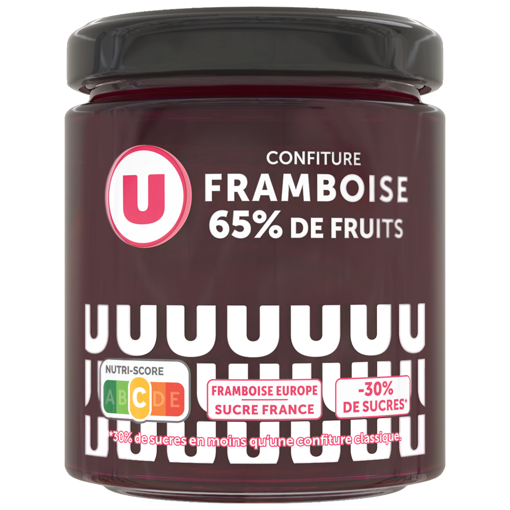 U Confiture framboise 65% de fruits, 320g