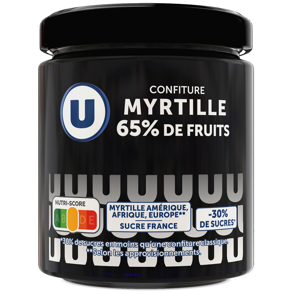 U Confiture myrtille 65% de fruits, 320g