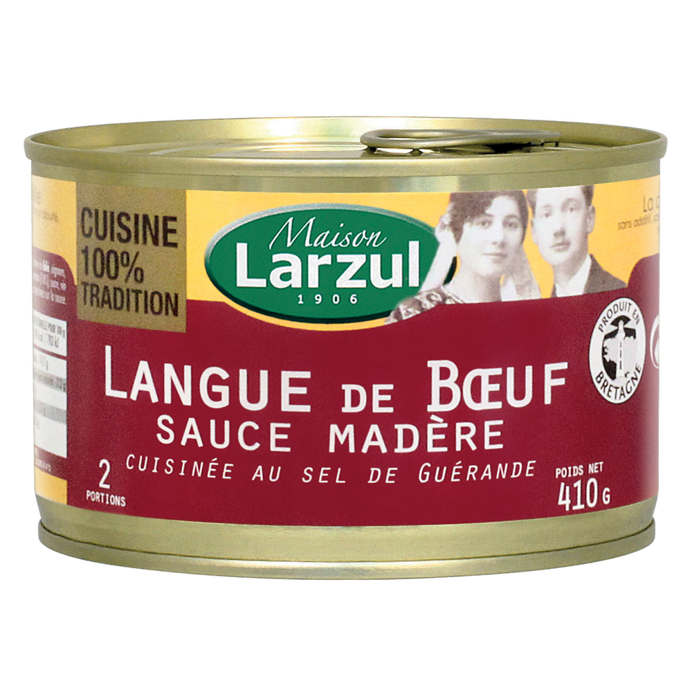 Langue de boeuf sauce madère MAISON LARZUL, boîte de 410g