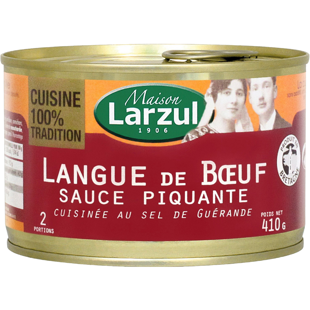 Langue de boeuf sauce piquante MAISON LARZUL, boîte de 410g