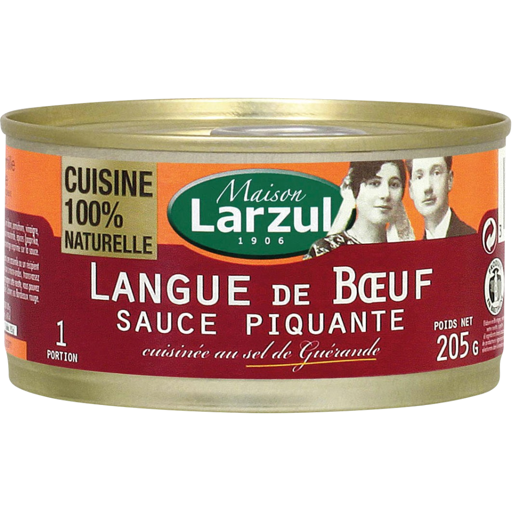 Langue de boeuf sauce piquante LARZUL, boîte 1/4, 205g