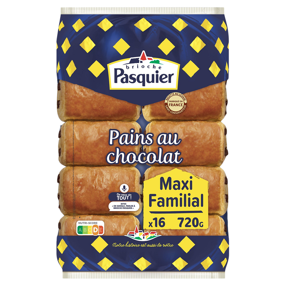 Pains au chocolat maxi familial BRIOCHE PASQUIER - x16 - 720g