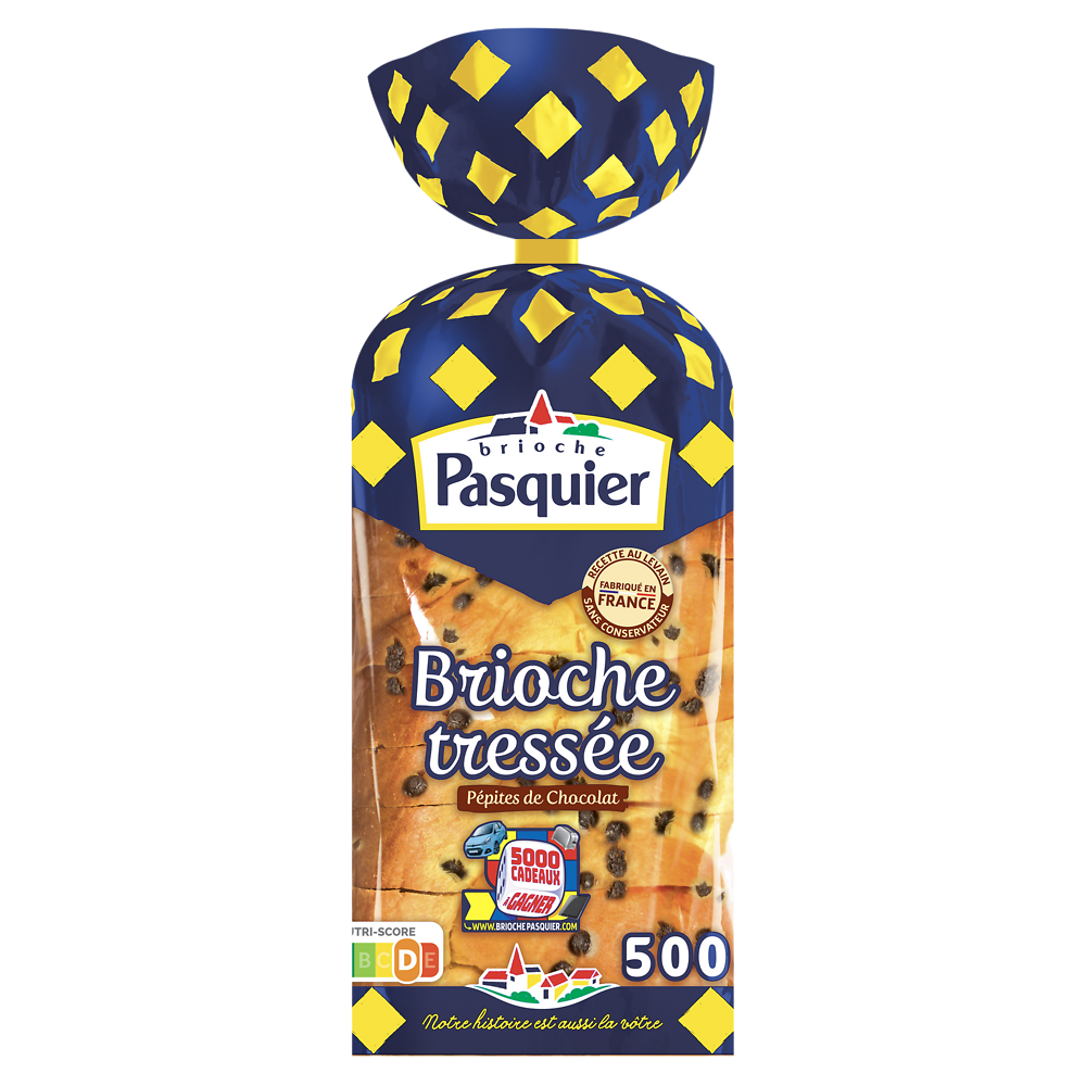 Brioche tressée tranchée pépites de chocolat BRIOCHE PASQUIER - 500g