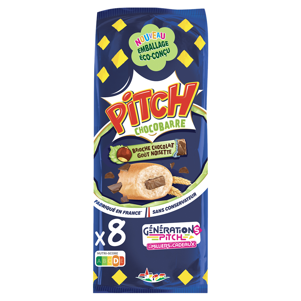 Brioche PITCH choco barre goût noisette  - x8 - 300g