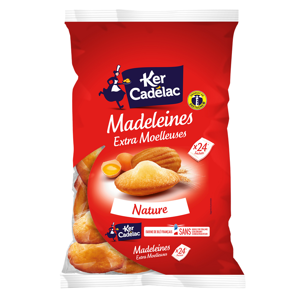 Madeleines Extra Moelleuses Nature KER CADELAC - x24 sachets - 600g